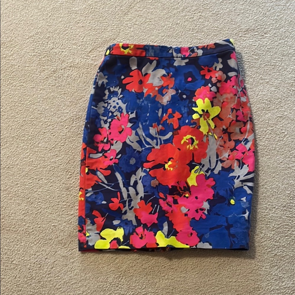 LOFT Floral Pencil Skirt - Blue, Red, Yellow